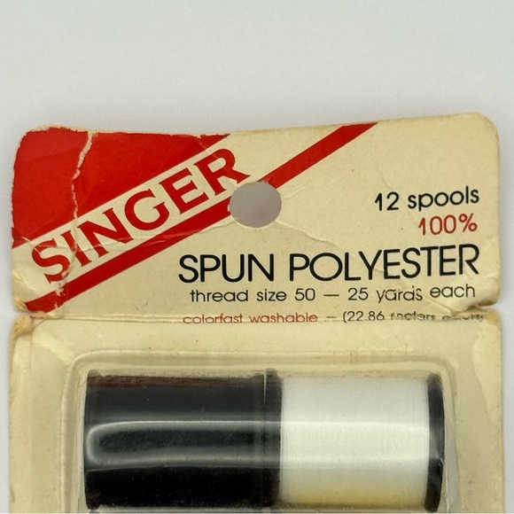 Vintage Singer Spun Polyester Thread Set – 12 Spools, Size 50 – USA Made - Picture 4 of 5